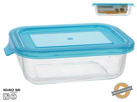 Dėžutė maistui Kitchen&GO, 1.04 l, 22 cm x 15.5 cm, skaidri sp./mėlyna sp.
