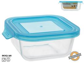 Dėžutė maistui Kitchen&GO, 0.8 l, 17.5 cm x 15.5 cm, skaidri sp./mėlyna sp.