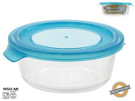 Dėžutė maistui Kitchen&GO, 0.95 l, 19.2 cm x 17.6 cm, skaidri sp./mėlyna sp.