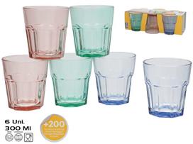 Stiklinių komplektas Kitchen&GO, stiklas, 0.3 l, 6 vnt., įvairių spalvų