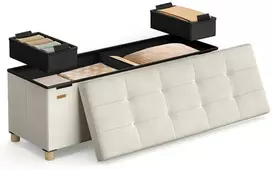 Songmics Suolas su daiktadėže 38 x 110 x 40 cm Kojinė 112 L cappuccino beige