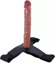 Varpos imitatorius Strap On Long Dildo, rudas