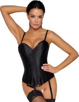 Cottelli Lingerie Reginox juodas korsetas su laikikliais kojinėms - S