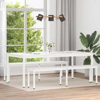 Valgomojo stalas Balta 200 x 100 x 75 cm Kietos pušies mediena