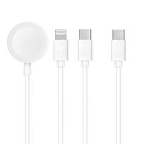 Cable 3-in-1 Type C to Lightning / Type C / Apple Watch 3W 2A C3169, 1.2 m, white