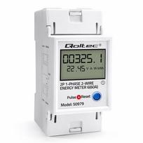 Qoltec Single-phase electronic energy meter for DIN rail | RESET | periodic and total counter | 230V | 60A | LCD | LED | 2P
