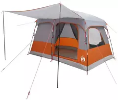 Šeimos palapinė su stogu Pilka ir oranžinė 380 x 260 x 190 cm