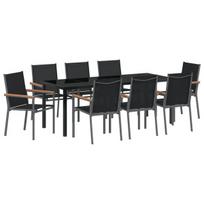 vidaXL Sodo valgomojo komplektas 9 pcs Juoda Miltelinis plienas