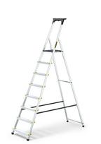 Aliumininės buitinės PRO kopėčios DRABEST, 8 pakopų, su lentynėle, 150 kg