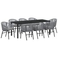 vidaXL Sodo valgomojo komplektas 9 pcs Antracitas