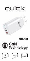 Quik QG-311 GaN Charger 2x USB-C / USB 65W