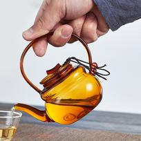 Borosilikatinio stiklo kiniškas arbatinukas nešiojamas arbatos virimo aparatas 200 ml birių lapų sultims, gėlių pienui geltona