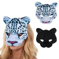 Snow Leopard Mask, Half-Face Costume Prop for Halloween & Carnival Cosplay balta