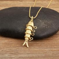 AIBEF Lifelike Goldfish Necklace 3 Design S/M/L Dark Blue Crystal Copper Jewelry Accessories Party For Women Men Gift