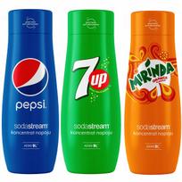 3 SodaStream Pepsi+7UP+Mirinda koncentratų rinkinys