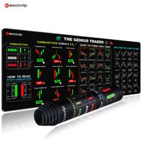 EXCO Stock Market Mouse Pad Large Trader Chart Candlestick Pattern Keyboard Mousepad Investor Desk Mat Stitched Edge Rubber Base 800x300x2mm