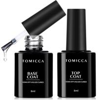 TOMICCA Gel Nail Top Coat Base Coat 8ml No Wiping Large Compatible & 2-Pack, Non-Wipe, Required, Capacity, UV/LED