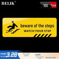 BELIK Mind the Step Floor Warning Decal, 100-Pack