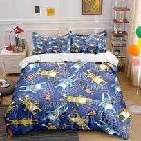 Cartoon Carrot Monster Rabbits Pattern Bedding Set 1 Duvet Cover 2 Pillowcases For Adult And Children Luxury Gift Full Size EU Twin 135X200cm&set