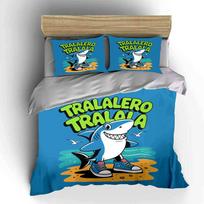 Beach-Themed Shark Three-Piece Set  Kid'S And Adults' Bedroom Decor, Exquisite Three-Piece Bedding Set Gift EU Twin 135X200cm&set