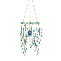 Faux Crystal Willow Branch Suncatcher Outdoor Decorative Cascading Beads Hanging Wind Chime for Garden Porch Patio Yard Window Decor mėlyna