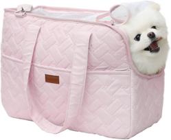 Pet Cat Dog Tote Bag, No Escape, Portable, Multifunctional, Large Capacity, Breathable, Horizontal Bag, Portable Soft Bag (Pink,40.6x30.5x17.8cm) rožinė