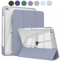 case for iPad 5th 6th gen Air 1 2 Case with Pencil Holder, Hard Clear Transparent Back and Soft TPU Shockproof Frame Cover For iPad 9.7 2017 violetinė