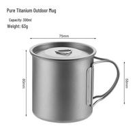 Pure Titanium Double-Layer Camping Mug with Foldable Handle and Lid Default gray