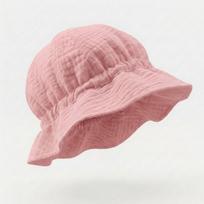 Soft Edge Muslin Baby Summer Hat Breathable Gauze Children Panama Cap Kids Sun Hat  Summer Season tamsiai rausva spalva