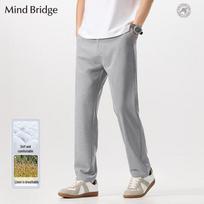 Mind Bridge Casual Straight-Leg Linen Blend Pants L tamsiai pilka spalva