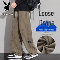 Playboy Men's Summer Casual Straight-Leg Trousers XL ruda