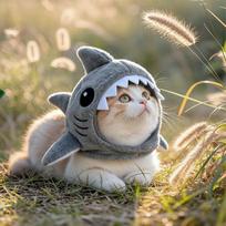 Pet Hat Warm Shark Shaped Adjustable Kitten Clothing Accessories Pet Costume Headwear For Party Dress Up Photography Cosplay China Mainland