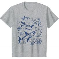 Retro Ocean Animal Wildlife Shark Fish Octopus Nature Gift t shirt Vintage Graphic Tee 100 cotton print clothes All size Tops S
