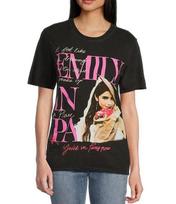 Emily In Paris Juniors Pigment Wash Graphic Black Shirt New M, L, XL 4XL