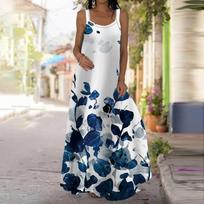 Women's Slip Dress Maxi Long Dress Black Dandelion Print Dress Spring & Summer Leisure Vacation 8XL juoda