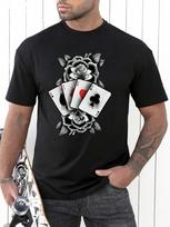 Men Playing Card Print Tee 5XL gray