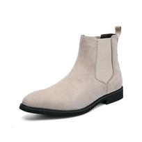 Fashion British Style Men's High Top Ankle Boots Classic Men's Outdoor Workwear Shoes Thick Soled Wear-resistant Casual Short Boots 38 smėlis