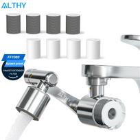 ALTHY  Faucet Extender Water Filter, Sink Splash-proof 1080° Rotating Tap Aerator,Reduce Lead Chlorine Odor, 2 Water Spray Modes gray