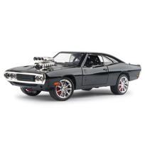 1/24 1970 m. Dodge Charger lydinio automobilis Diecasts & Žaislinės transporto priemonės Automobilio modelis Garsas ir šviesa Automobiliniai žaislai Vaikams Dovanos juoda