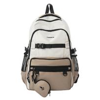 Junior High School Student Schoolbag Colored Large Capacity Backpack Campus Computer Backpack chaki