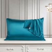 AB Version 25 Momme Mulberry Silk Pillowcase, Pure Silk Pillow Cover, Solid Color, Piped Style, Available as Single or Pair. 48x74cm [Single Piece] gray