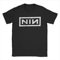 NIN Retro Logotipas Nine Inch Nails Marškinėliai Vyrams Mada Medvilniniai Marškinėliai Apvaliu Kaklu Trumpomis Rankovėmis Marškinėliai Dovana Drabužiai S juoda