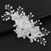 Gold Silver Color Women Hair Pins Pearl Crystal Handmade Bridesmaid Hair Clip White Silk Flower Hair Ornaments sidabras