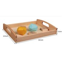 Medinis Montessori padėklas su rankena Neapdoroti edukaciniai žaislai Mokymo priemonės Mediniai padėklai Rankenos Padėklo žaislai vaikams beige