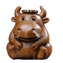 Handcarved Cow Hippo Statue Cone Backflow Incenses Burners Buddhist Wood Censers Incenses Holder Home and Office Decors