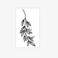 Minimalist Lines Olive Branch Tattoo Sticker, Leaf And Fruit Details, Waterproof, Sweat-Proof And Non-Reflective 11*18