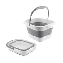 Foldable Foot Bath Bucket Large Easy to Carry and for Foot Outdoor Car and - Capacity, Lightweight, Compact, Store, Reflexology, Activities, Camping, pilka spalva