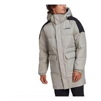 adidas terrex Colorblock Outdoor mid-length hooded down Jacket Couple Style Gray Unisex GL7413 XS