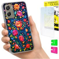 Etui Do Motorola Moto G06 / G06 Power Obudowa Case Plecki Kwiaty + Szkło