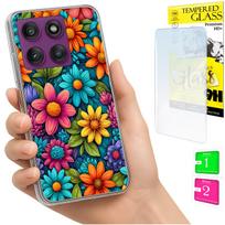 Etui Do Motorola Edge 60 Pro Obudowa Foto Case Plecki Kwiaty + Szkło 9H